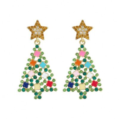 China Trendy Creative Design Christmas Shiny and Dazzling Women's Tree Factory Stud Earrings Hollow Festival Statement Drop Earrings for sale