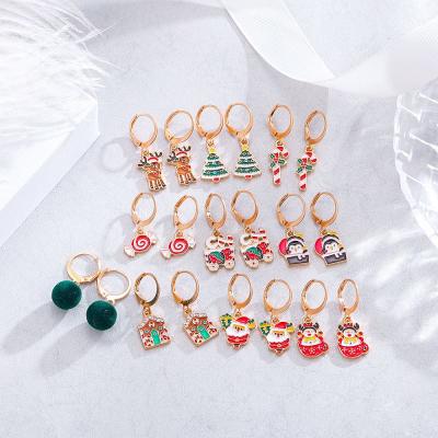 China TRENDY Christmas Style Brief Penguin Circle Earrings Christmas Chandelier Stud Earrings Jewelry for sale