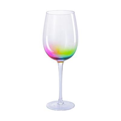 China Trans Factory Wholesale Customize Mouth Blown Wine Glass 3colors Leaf Spray Wine Glass for sale