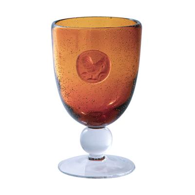 China Hot Selling Handmade Glass Colored Chip Logo Customize Wineglass Classic Color Wine Glass for sale