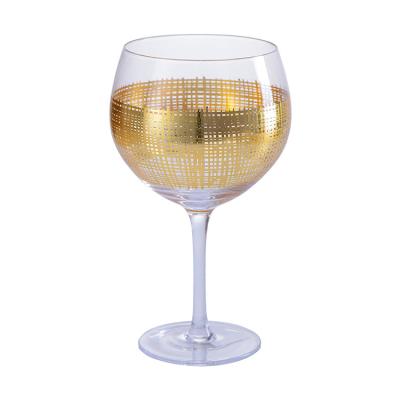 China Transport Factory Wholesale Exquisite Novelty Mouthbown Goblet With Gold Foiled Square Wineglass for sale