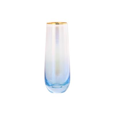 China New Arrival Elegent Crystal Wineglass Color Spray Gold Exquisite Lead Free Rim Wineglass Carrying Goblet for sale