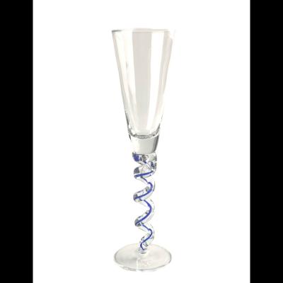 China 2022 Innovative New Fashion Transport Glass Flute With Spiral Colors Stem Wine Glass Luxury Goblet for sale