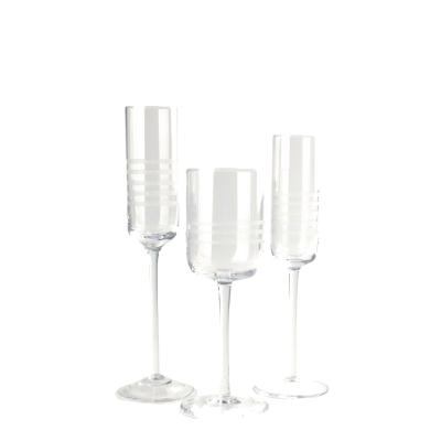 China Hot Sale High Quality Handmade Lead Free Crystal Flute Wine Glass With Stripe Cutting Carrying Tumbler for sale