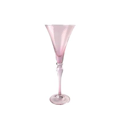 China Factory Wholesale High Quality Mouthblown Carry Customize Luxury Pink Champagne Goblet Optical for sale