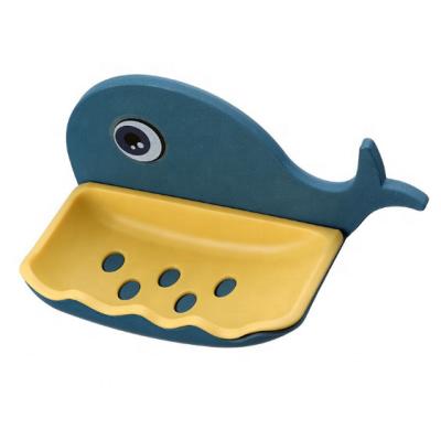 China Sustainable Eco-friendly Soap Dish And Bag Set Bathtub Whale Shape Soap Holder Dish For Bathroom Shower for sale