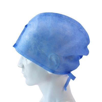 China Comfortable Elastic Breathable Disposable Nonwoven Doctor Hat With Tie for sale