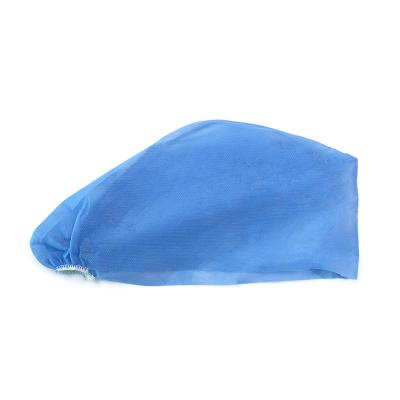 China Comfortable Anti Bacterial Blue Disposable Nonwoven Doctor Cap With Elastic Seam for sale