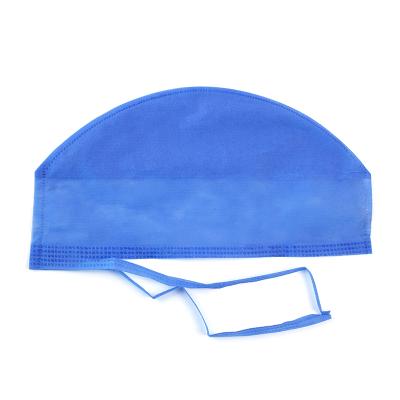 China Comfortable Disposable Sweat Absorbent Blue Disposable Nonwoven Doctor Cap For Hospital for sale