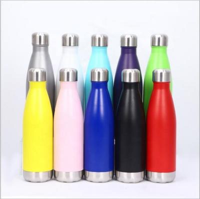 China Sustainable Powder Coating 500ml Cola Shaped Double Wall Vacuum Insulated Stainless Steel Sports Water Bottle With Custom Logo for sale