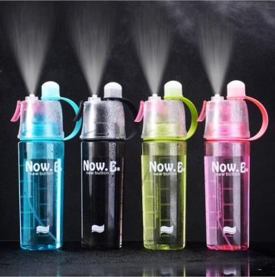 China 400ml 600ml portable style portable style water bottles sports mist spray hot sale plastic drinking water bottle for running for sale