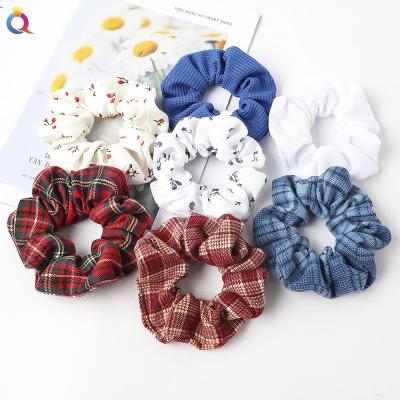 China Elastic Hair Ties for women DIANXIANG 2022 wholesale cotton Checkered scrunchies oversized custom logo Elastic Hair Ties for women for sale