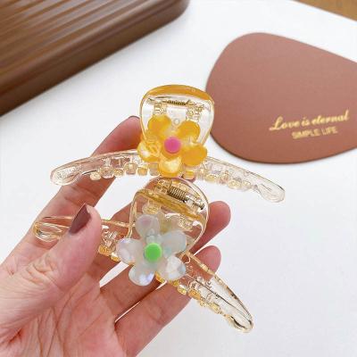 China Hair claw clips for women DIANXIANG 2022 new arrival Korean cute transparent acrylic flower hair claws for women thick hair claw clips for girls for sale