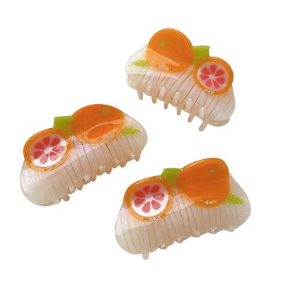 China Decorative hair claw clips DIANXIANG new arrival wholesale hair accessories fruit orange stitching acetate hair claw clips rhinestone bridesmaid claw clip for sale