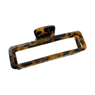 China Hair claw clips for women DIANXIANG Fashion Leopard print hollow out rectangle hair claw clips for women acetate Hair Accessories for sale