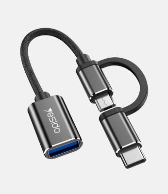 China Protable Yesido 2 In 1 Micro Usb A Female Type C Otg Adapter Cable Mobile Phone To Male Type C Micro Usb C Adapter Cable For Samsung for sale