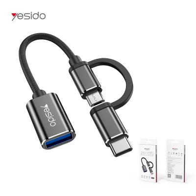 China Protable Yesido 2 in 1 Micro Type C USB Otg Adapter Cable Type-C To Usb 3.0 OTG Adapter Micro To Usb 3.0 OTG Cable For Mobile for sale