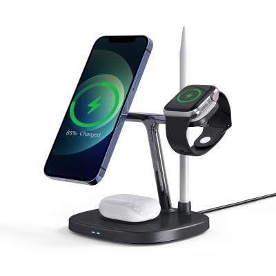 China High Speed ​​4 in 1 15W Qi Fast Magnetic Charging Multi Stand Station Dock Wireless Charger for Iphone 12 pro Max Apple Iwatch Airpod Magsafe for sale