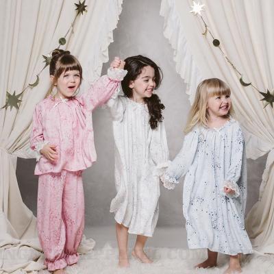 China Wholesale Long Sleeve Kids Sleepwear OEM Girls Breathable Squishy Nightgown Custom Home Pajamas for sale