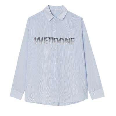 China New Style Men's Spring Casual Shirt Breathable Soft Loose Letter Stripe Retro Design for sale