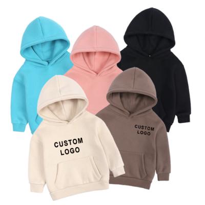 China Breathable Custom Fleece A/W Print Logo A/W Girl Boy Thicker Outdoor Pullover Solid White Hoodie Kids for sale