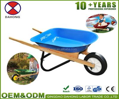 China For child safety and handle lighty wooden child's wheelbarrow kids tool cart with competitive price for sale