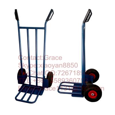 China Tools 200 kg capacity heavy duty hand truck with 2 wheel metal hand trolley warehouse handtruck move tool cart HT1893 HT1894 for sale