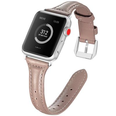 China Fashion Watch Strap Slim Leather Watch Band For Apple Watch i Se Series 4 5 6 for sale