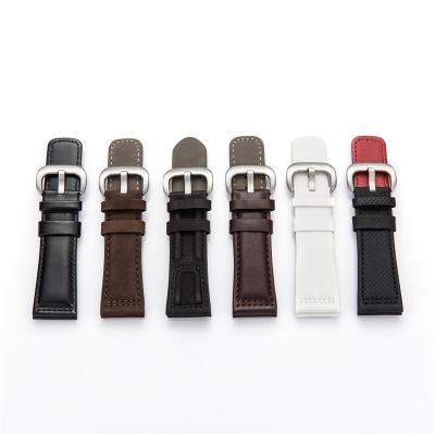 China Custom Colored Silicone Leather Watch Strap for sale