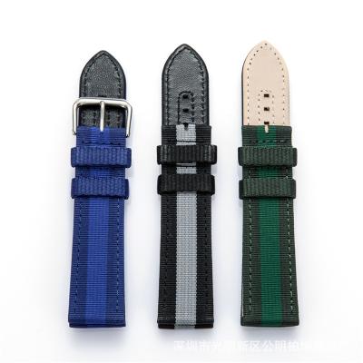 China Leather Customized 22mm Universal Luxury Leather Nylon Watch Band for sale