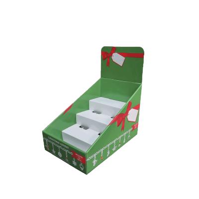 China For products sales promotion retail store product counter display box small pegboard 3 tier table top paper display stand for sale