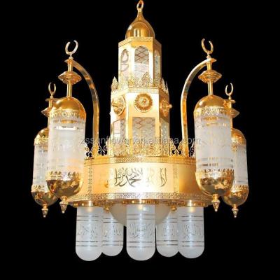 China arabic mosque industrial chandelier lighting for masjid project gold color lamp more size light for sale