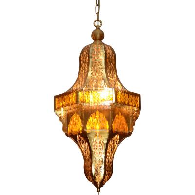 China Luxury Farmhouse Metal Ceiling Chandelier Pendant Lamp Decoration Hanging Light Indoor Custom Gold Ababic Chandelier for sale