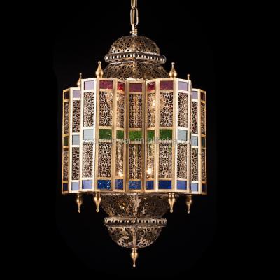 China Asian Brass Color Restaurant Ceiling Light Villa Iron Metal Chandelier Home Decor Hanging Pendant Lamp for sale