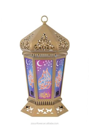 China Antique Decoration Candle Holders Ramadan Lantern Iron Table Lamp For Arabic Decoration for sale