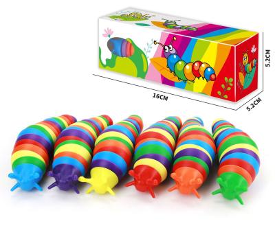 China 3D Slug Eco-Friendly Material Hot Kids Surprise Stretch Toys Rainbow Sensory Appeal Articulating Auditory Stim Decompression Toy Slug for sale