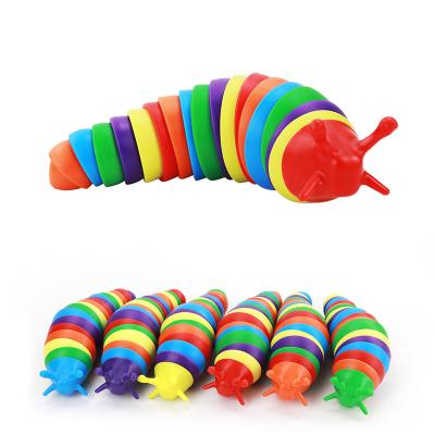 China Non-Toxic Plastic Eco-Friendly Material Colorful Anti Relaxation 3D Printed Figet Wiggle Person Finger Slug Articulating Stim Wiggle Sensory Toy for sale