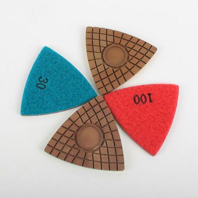 China High Efficiency Raizi Triangle Diamond Ceramic Concrete Corner Polishing Pads for sale