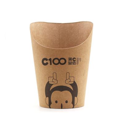 China 2022 Disposable Single Wall Paper Chip Cup Packaging For French Fries Waffle for sale