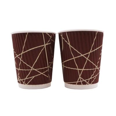 China 2oz 6oz 12oz disposable full size ripple flexo printed paper cup for hot tea drink for sale