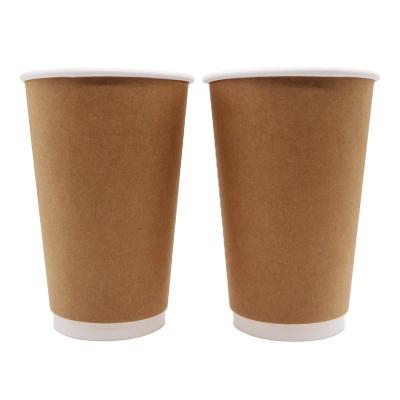 China Disposable Kraft Paper Pe Coated Coffee Tea Disposable Double Paper Cup For Hot Drink for sale