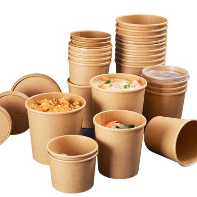 China 2022 Disposable Disposable Logo Customization Kraft Paper Cups For Hot Pot Food Noodle Soup Fired Chicken Fired Rice for sale