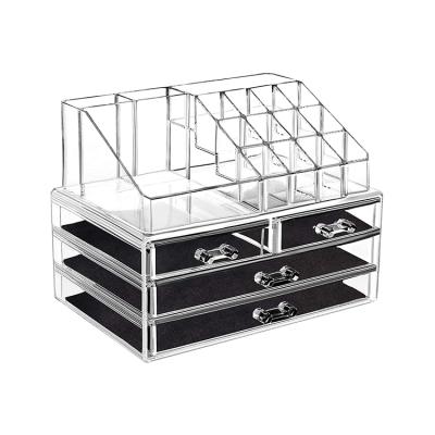 China Makeup Organizer Acrylic Cosmetic Storage Drawers and Jewelry Display Box Stored with 4 Drawers for sale