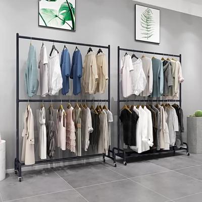 China Display Products To Attract Customers And Promot Sales Kainice Black Clothing Rack Retail Clothing Shelving Garment Display Rack Clothing Store Furniture for sale