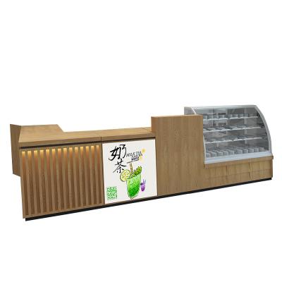 China Kainice Factory Counter L Shaped Wooden Milk Tea Shop Counter Waterproof And Scratch-Resistant Receipt Checkout Counters For Store for sale