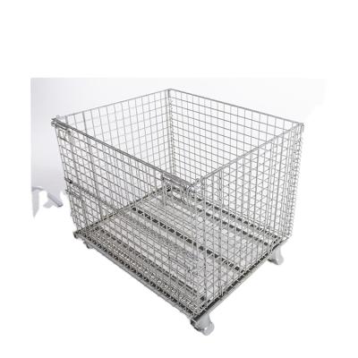 China Good China Wire Mesh Container Electro Zinc Plated Wire Mesh Container Metal Square Storages Folding Box 1000*800*850mm for sale