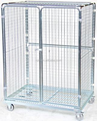 China Heavy Duty Supermarket Metal Rolling Four Wheel Milk Cage Trolley 500kg for sale