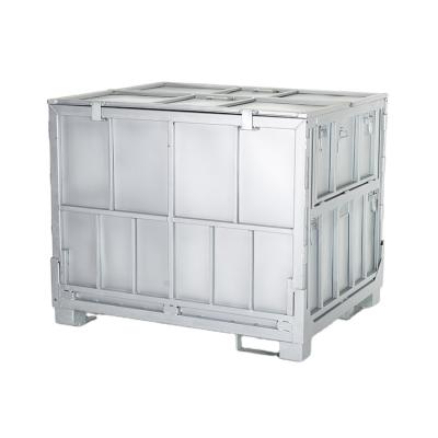 China Folding For Logistics Turnover Good Quality Pallet Steel Container Galvanized Metal Steel Storage Box for sale