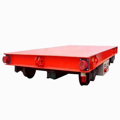 China Machinery Repairs Workshop Machinery Repair Shops Industrial Material Transfer Motorized Electric Rail Flat Cart 10T 30T for sale