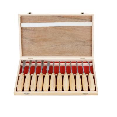 China Woodiy Brand Wood Carving Tool Kit - 12 Pieces Professional Wood Carving Chisels Tool Kits with Storage Pouch for sale